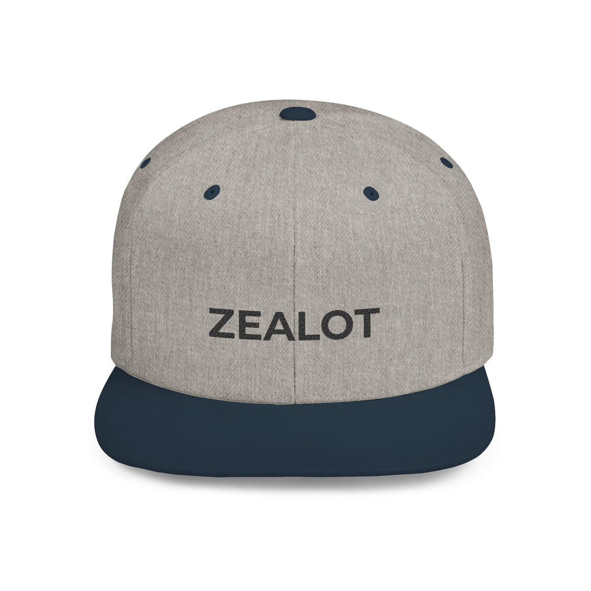 Zealot Flat Bill Snapback Hat — Two-Tone Embroidered Streetwear Cap